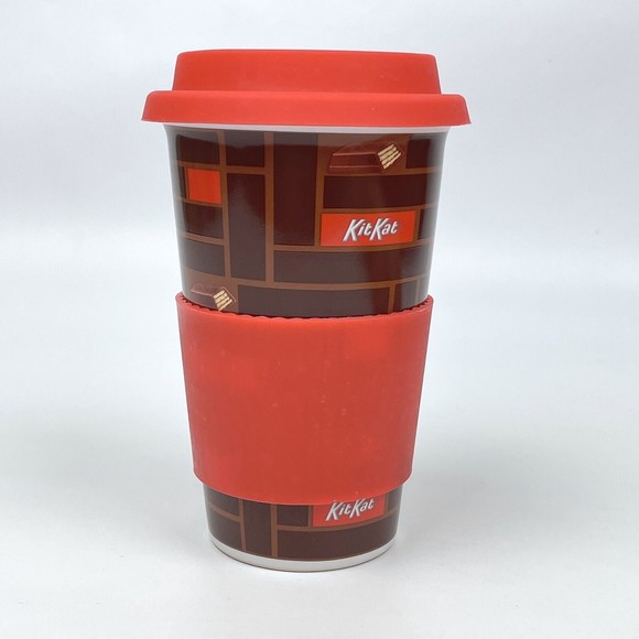 Hershey's Kit Kat 6" Tall Ceramic Travel Mug Coffee Cup Tumbler w/ Removable Lid - Picture 3 of 7